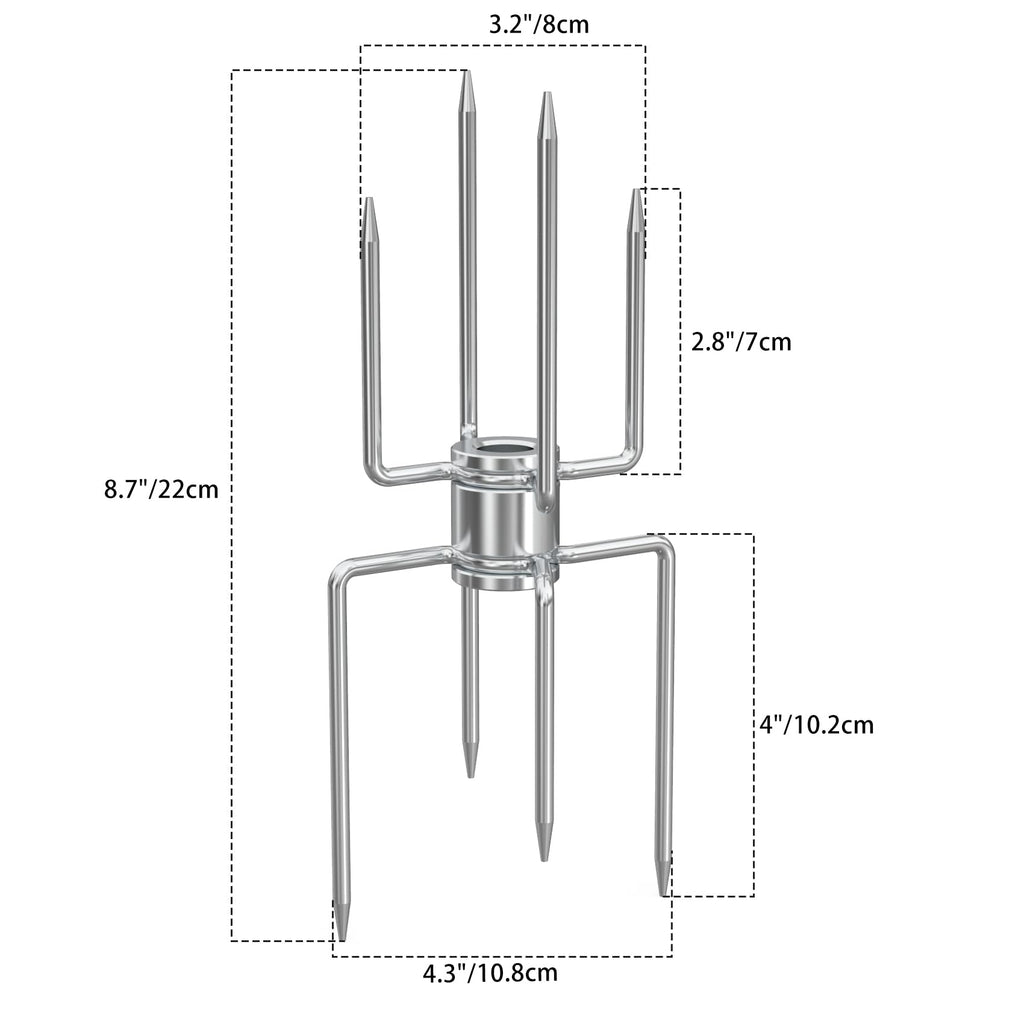 only fire Rotisserie Meat Forks for Most Grills - Include 2pcs 4 Pronged Rotisserie Forks and 1pc Double Sided 4 Pronged Rotisserie Fork