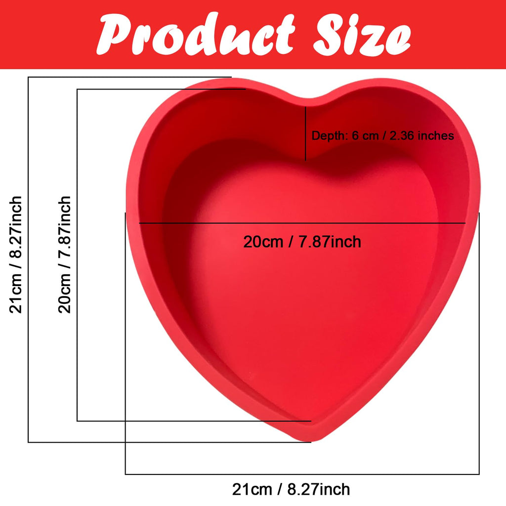 Silicone Heart Shaped Cake Pan, 3pcs 8 Inch Heart Baking Pan, Cake Molds Non-Stick Quick Release Suitable for Cheesecake Chocolate Cake Brownie Cake Puddings