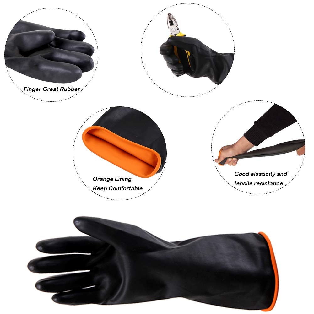 Waterproof Rubber Vinyl Apron & Heavy Duty Latex Gloves, DaKuan Ultra Lightweight Resist Strong Acid, Alkali and Oil Apron & Gloves Best for Staying Dry When Dishwashing, Lab Work, Butcher