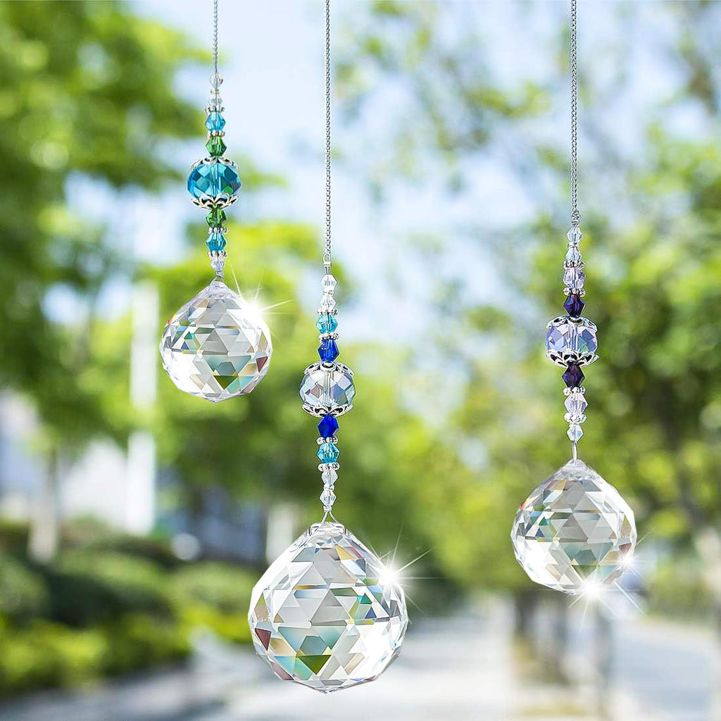 H&D Hyaline & Dora Clear Crystal Prism Ball Rainbow Maker Window Prisms Suncatcher,Pack of 3