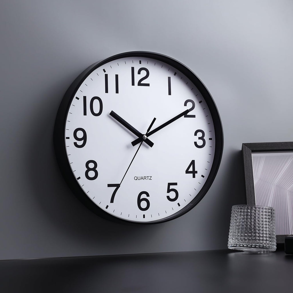 12 Inch Round Wall Clock Silent & Non-Ticking Simple Wall Clock Operated for Living Room Bedroom Kitchen (30 cm/ 12")