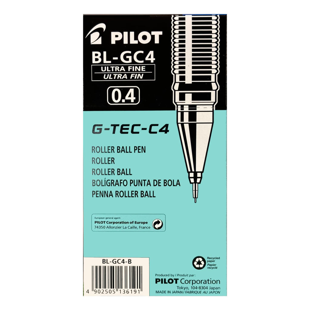 Pilot G-Tec C4 Microtip Gel Rollerball Pen 0.4mm Tip 0.2mm Line Black (Pack 12)
