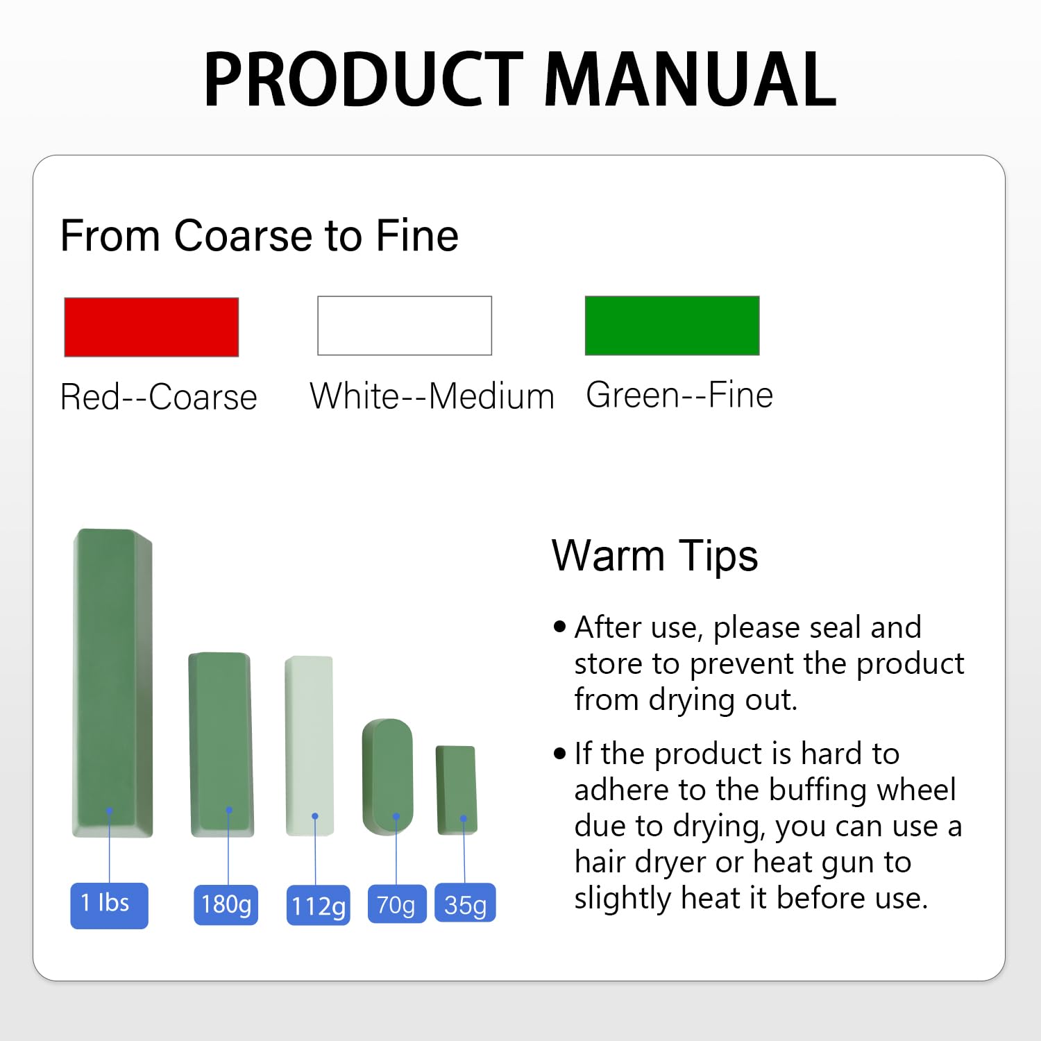 SCOTTCHEN Buffing Polishing Cutting Compounds 11.9 Oz. Kit - Green Fine/White Medium/Brown Coarse - 3 PCS