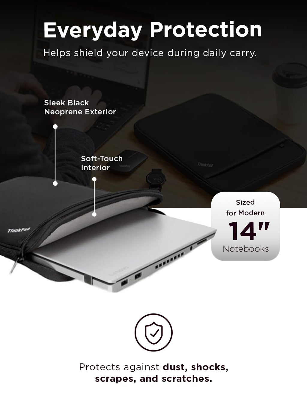 Lenovo ThinkPad Laptop Sleeve 14 Inch Notebook/Tablet Compatible with MacBook Air/Pro - Black