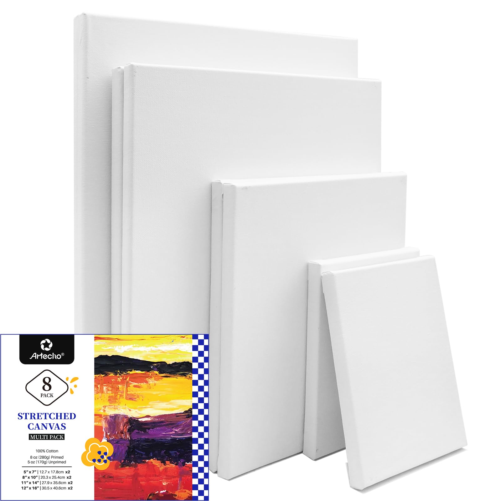 Artecho Stretched Canvas multi-size 8pcs
