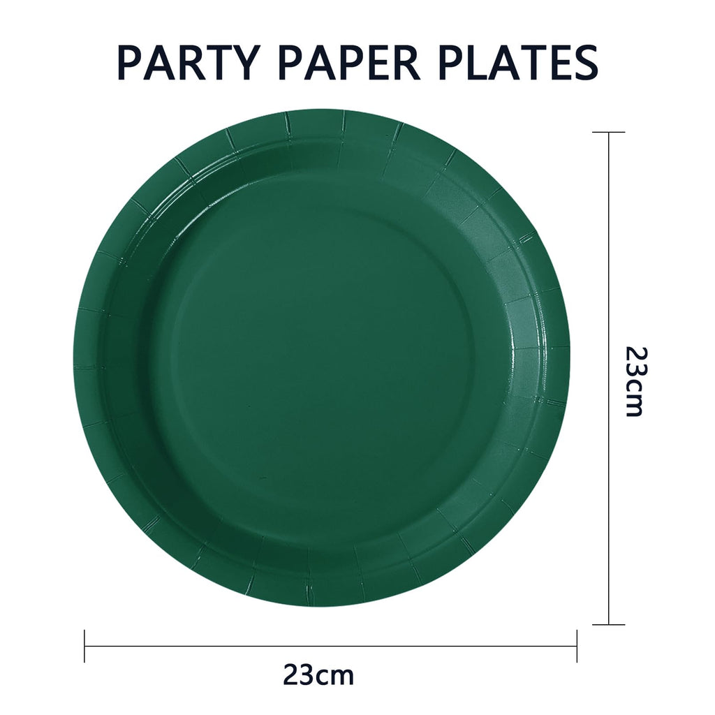 PYAILI Party Paper Plates, 50-Pack Disposable Dark Green Plates, Foil Polka Dots, 23 Centimetres-9 Inch