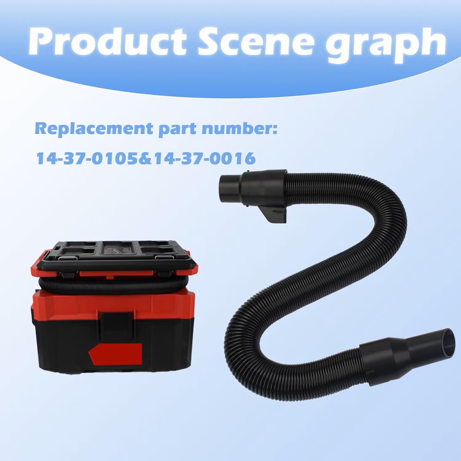14-37-0105 Vacuum Hose Assembly for Milwau-kee Wet/Dry,Replacement for Milwau-kee 18V/28V Wet/Dry Vacuum 0780-20 0880-20 0970-20 Hose - Internal Storage