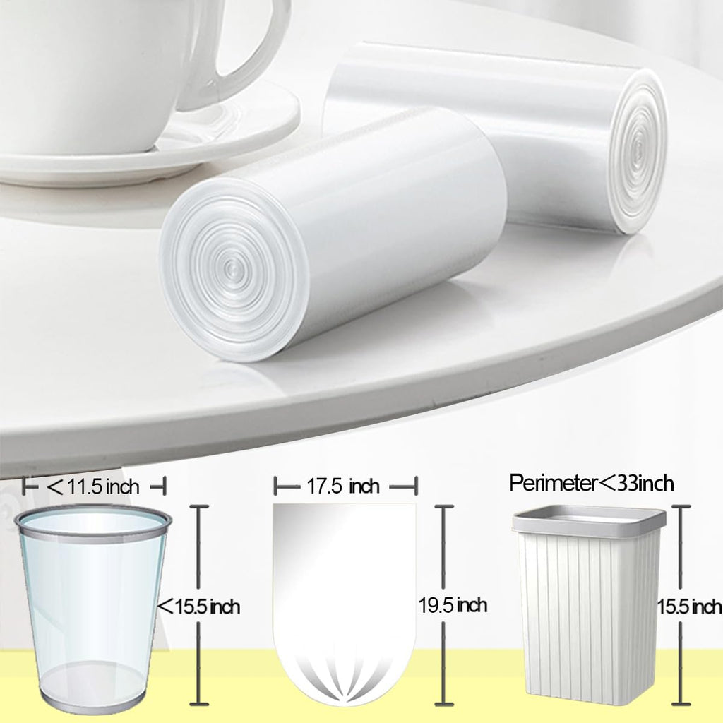 Clear Garbage Bags 220 Count 4 Gallon, Small Waste Basket Trash Bags for Bathroom, Kitchen, Bedroom, 5 Gallon Garbage Bags Unscented Can 15 Liters