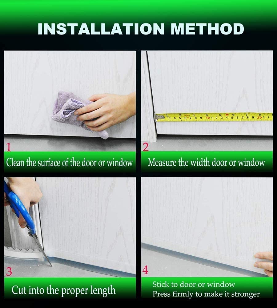 Weather Stripping Door Seal, Door Draft Stopper Silicone Seal Strip for House and Glass Shower Doors for Windows Gaps of Collision and Side, Window Insulation for Winter