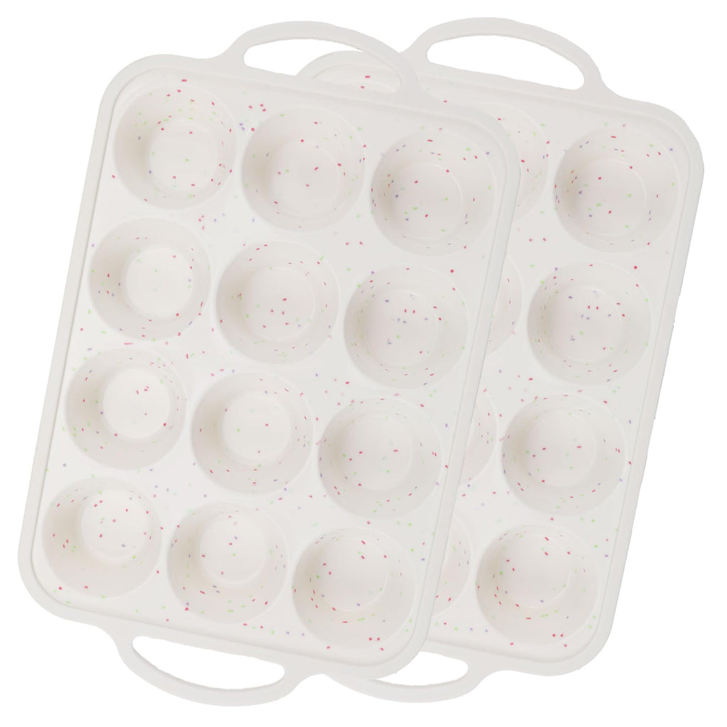 Silicone Muffin Tray(2-Pack) – Premium Heavy-Duty Silicone 12-Cup Muffin Pan for Baking, Non-Toxic,Nonstick & Easy Clean, Food Grade Cupcake Molds for Oven, Freezer & Dishwasher Safe