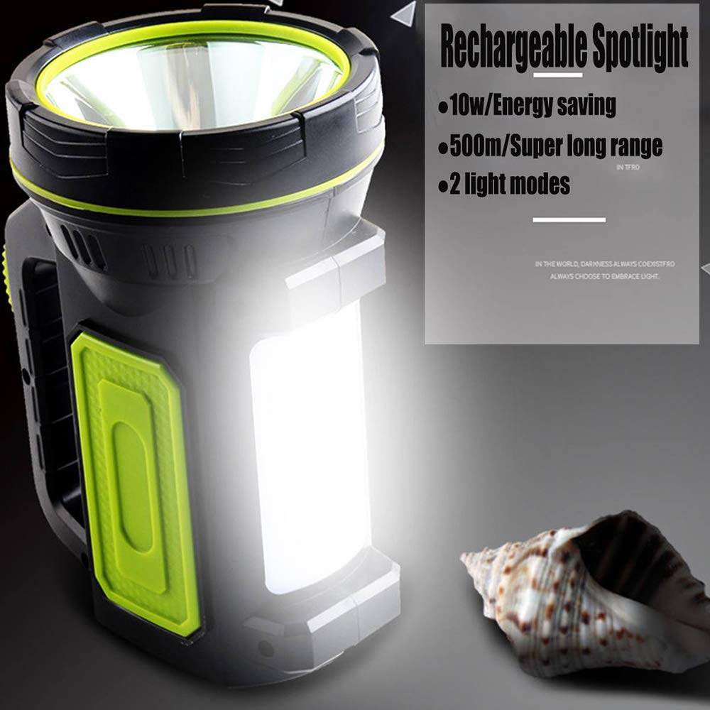 Super Bright Spotlight, Rechargeable Flashlight 6000mah Led Torch with Side Light Searchlight High Power Waterproof Handheld Flashlight for Camping Emergency Hiking Hunting