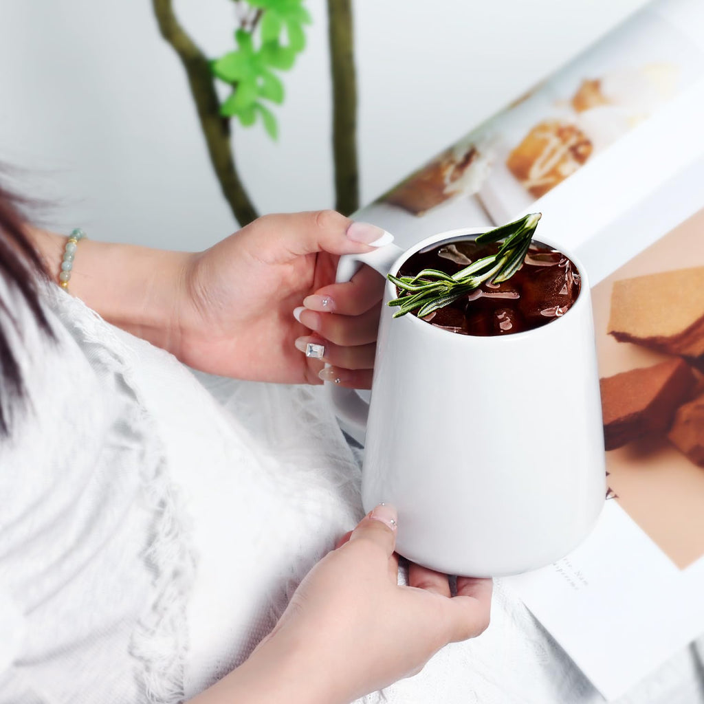 24 OZ Large Coffee Mug, Smilatte Nice Ceramic Boss Tea Cup with Big Handle for Dad Men Women, Unique Style for Any Kitchen, White