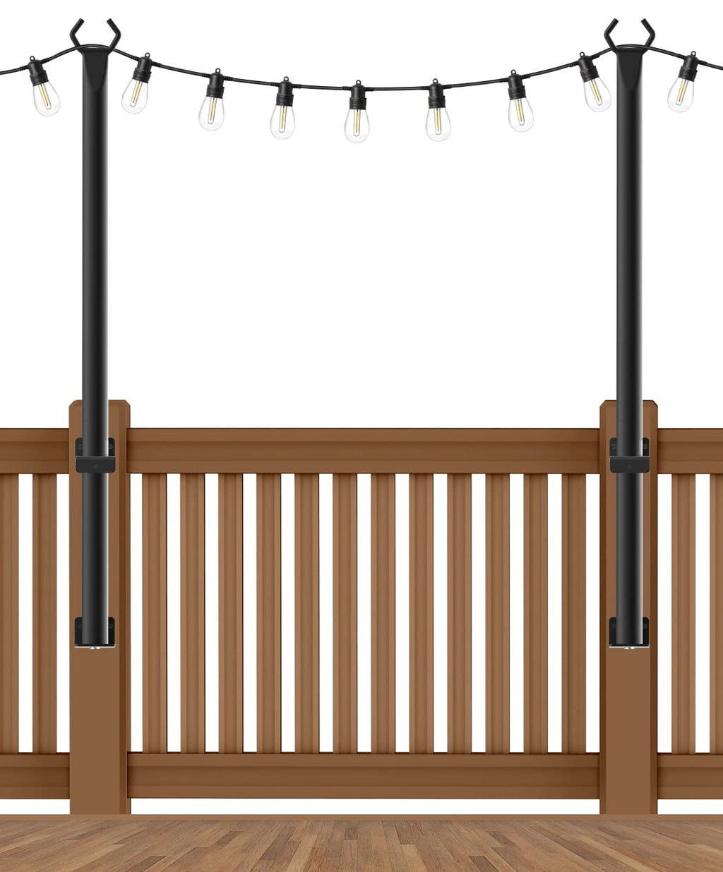 Beizelte 5FT String Light Poles 2Pack,Hanging Light Poles for Outside String Lights,with Fixing Clips and Suspended Base,Freestanding Outdoor Light Poles for Deck Bistro (2 Pack)