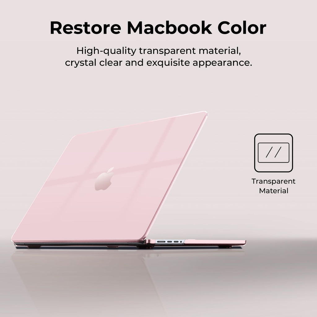 EooCoo Case Compatible with MacBook Air 13 inch M5 M4 M3 M2 2026-2022 A3449 A3240 A3113 A2681, 13.6" Hard Case Cover & Keyboard Skin & Screen Protector for Laptop Air 13.6 inch - Milky Pink