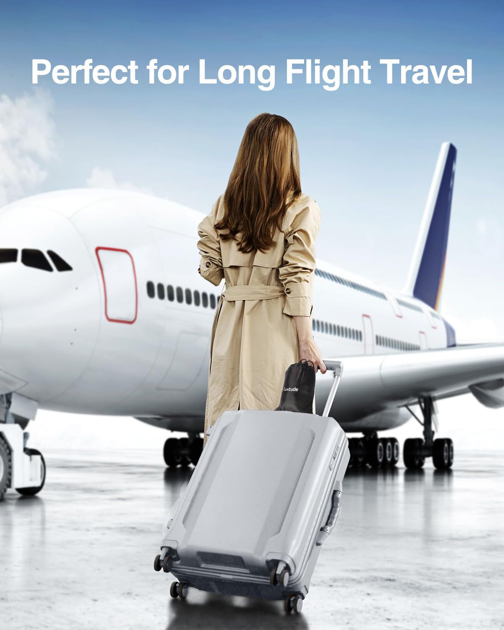 Luxtude Inflatable Lumbar Pillow for Airplane Travel, Lumbar Support Pillow for Office Chair/Car, Self-Inflating Travel Lumbar Pillow Back Support, Lower Back Pillow Reducing Lumbar Pain