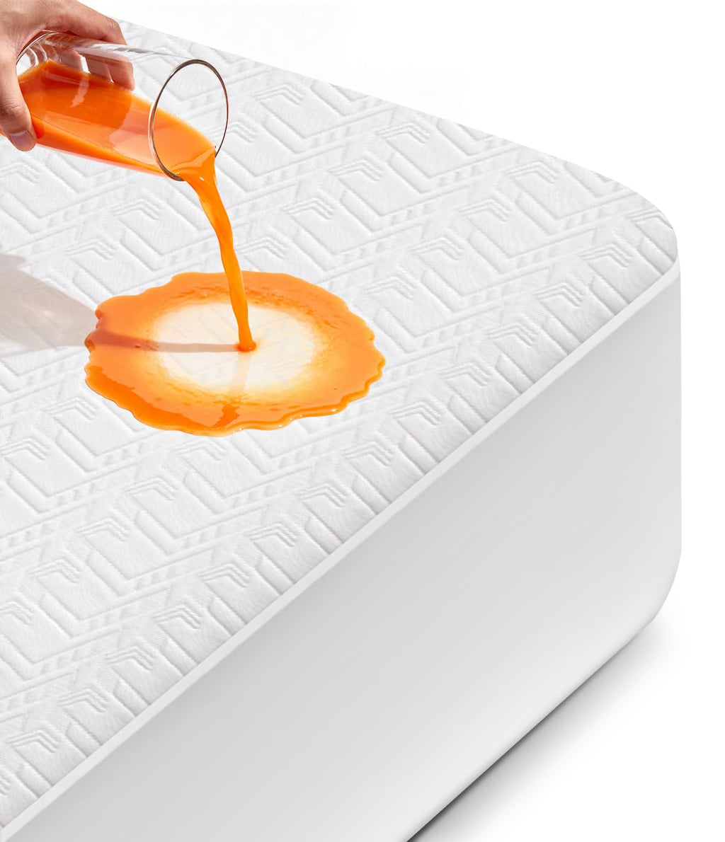PAYHUIN Waterproof Mattress Protector Twin Size, Soft Breathable Mattress Pad with Deep Pocket 8"-21", Noiseless 3D Air Fabric Cooling Mattress Cover for Bed, Machine Washable, White
