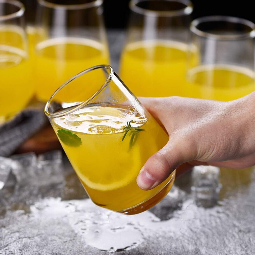Ecentaur Water Glasses Set of 6 Highball Drink Glasses Juice Glasses Base Glassware for Wine Beer Whiskey Cocktails Beverage Drinking Tall Tumbler