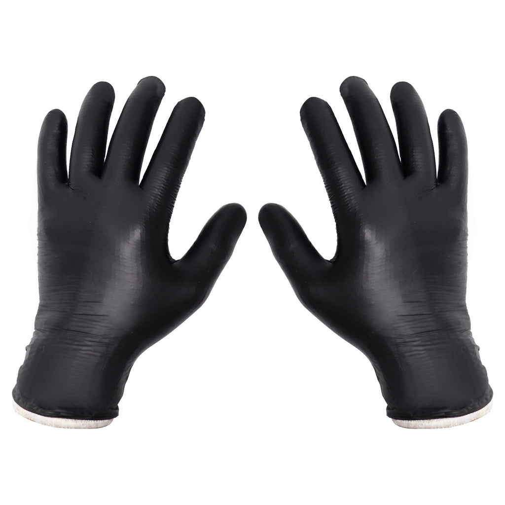 Flehomo BBQ Gloves Kit with 2 Pairs of Reusable Heat Resistant Grilling Gloves Liner and 100 Pieces Disposable Nitrile for Outdoor Cooking and Barbecue, Black, X-Large