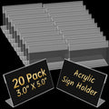 Ayuanb 20 Pcs Mini Acrylic Sign Holder,12.7cm x 7.6cm Clear Sign Display Holder Table Top Name Card L Shape Sign Holders Price Label Display Stand for Office Home Store (3" x 5")