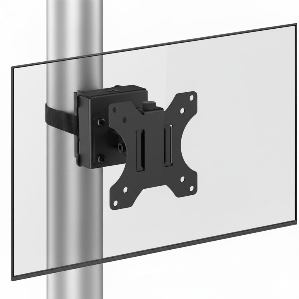 CondoMounts ZeboZap ZZTVS2011 Universal VESA Pole Mount with Removable 75mm and 100mm VESA Plate | Strap-On No-Drill Pole Bracket | Fits up to 32 Inch TVs & Monitors