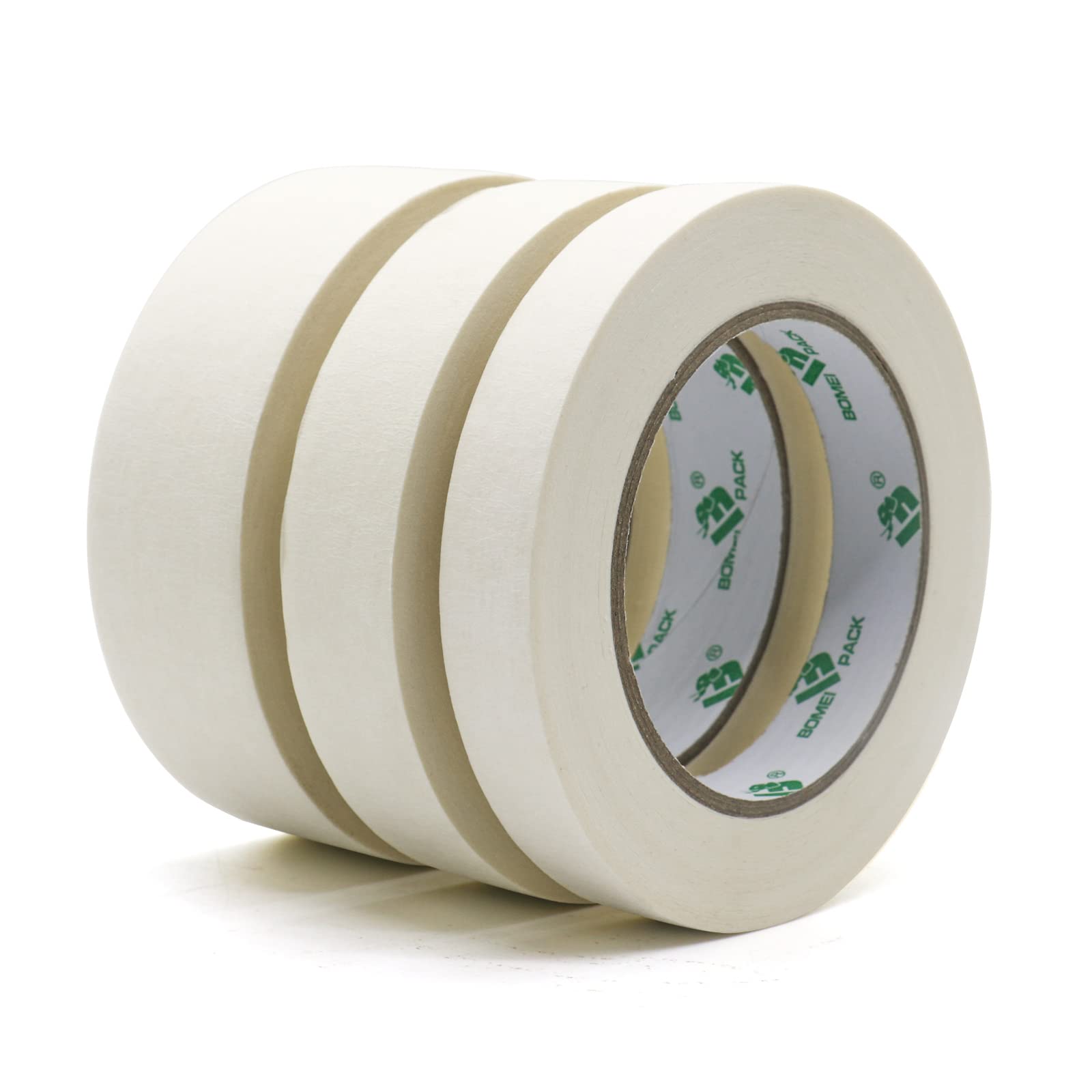 BOMEI PACK Masking Tape, 18mm, 24mm and 36mm x 55m, 6 Rolls for General Painting