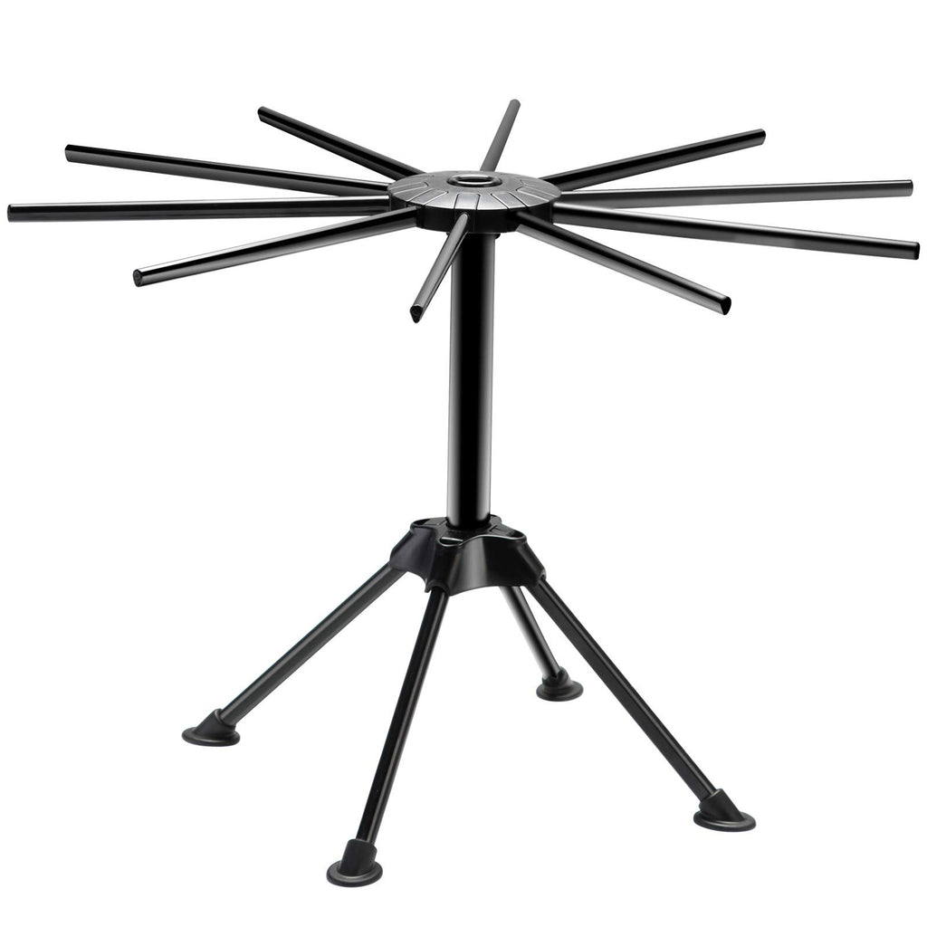 Ourokhome Collapsible Pasta Drying Rack, Plastic Foldable Homemade Fresh Spaghetti Stand Dryer Noodle Hanger for Kitchen with 10 Arms, Stable, Easy Storage, Quickly Set Up (Black)