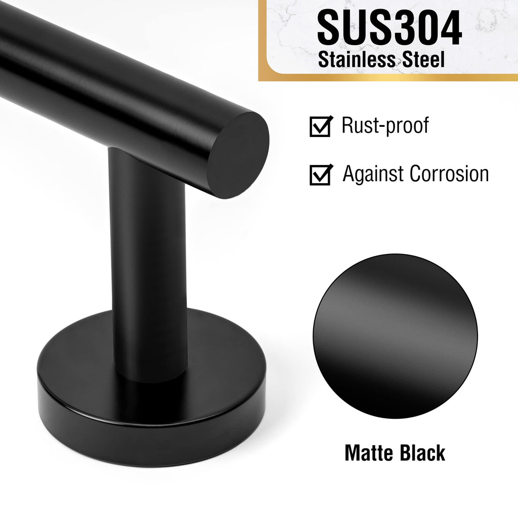 HITSLAM Matte Black 18 Inch Towel Bar for Bathroom, SUS304 Stainless Steel Bathroom Towel Rack Wall Mounted, Modern Home Decor Towel Holder with Hardware Accessories(Total Length 19.8 Inch)