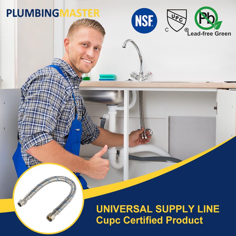 2-Pack 12-Inch Faucet Supply Extension, 3/8 OD Comp (Male) x 3/8 Comp (Female)