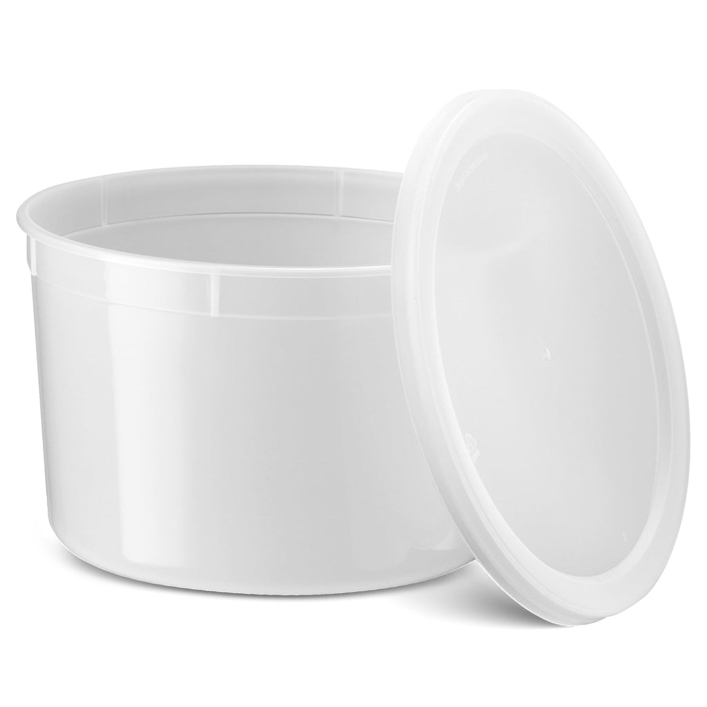 64 oz Food Storage Containers with Lids Pack of 6, Half Gallon Round Plastic Deli Container with Leak-Proof Lid, BPA-Free, Freezer, Dishwasher & Microwave Safe