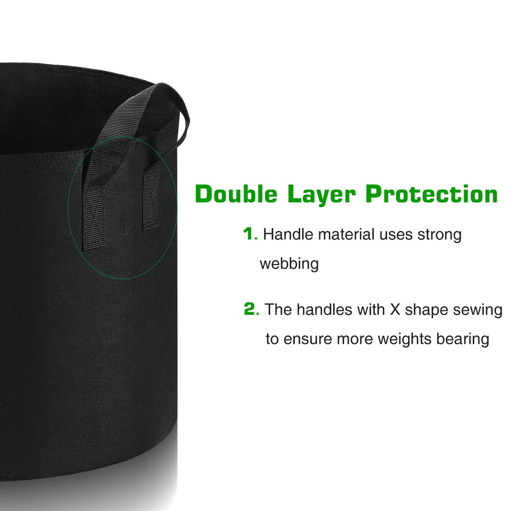 Lyincat 12-Pack 3 Gallon Grow Bags Heavy Duty Thickened Nonwoven Fabric Pots with Durable Handles