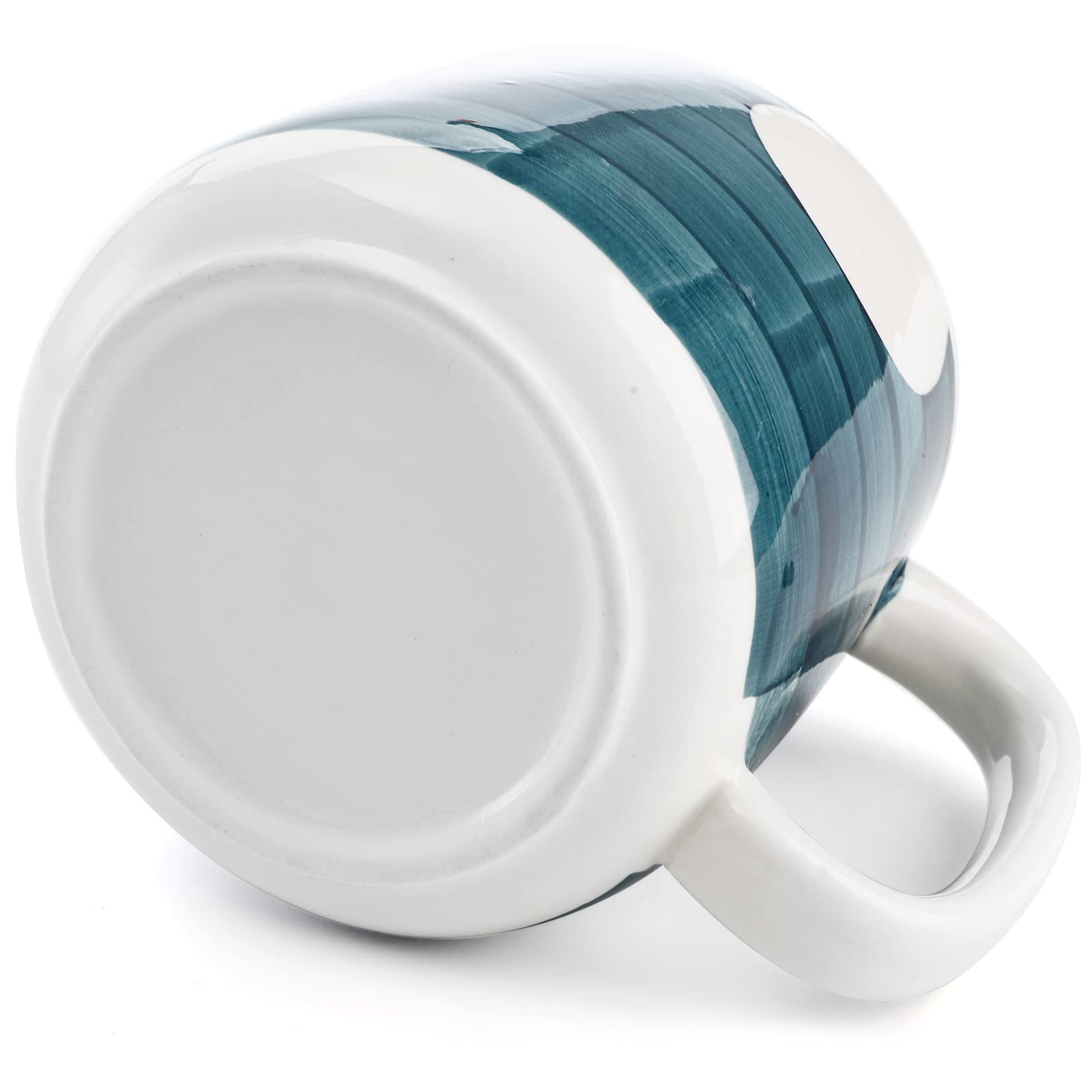 DEAYOU Set of 4 Porcelain Coffee Mugs, 500 ml/17 Oz Ceramic Coffee Cups with Handles, Large Hand-Painted Tea Cups for Cappucino, Milk, Latte, Cocoa, Hot or Cold Drinks, Microwave & Dishwasher Safe