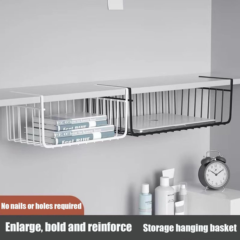 BEANPRECOY 3 Pcs Under Shelf Basket, Under Shelf Storage Basket, Dormitory & Office Desk Kitchen Storage Rack Multifunctional Hanging Basket for Kitchen, Bedroom, Closet, Pantry (Black)