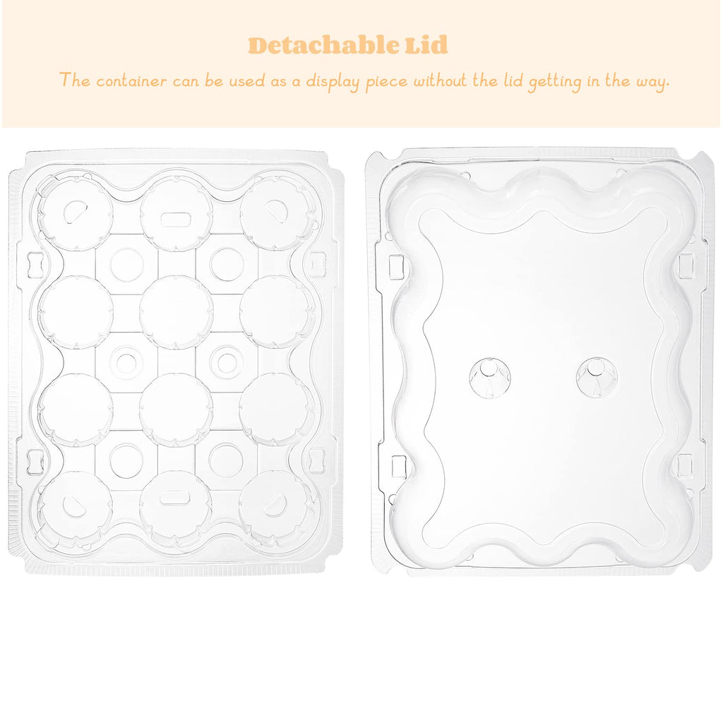 AVLA 24 Pack Plastic Cupcake Containers, 12 Counts Stackable Cupcake Carrier, Mini Cupcake Box with Detachable Secure High Top Lid, Disposable Cupcake Holder Trays, Muffin Packaging Transporter To Go