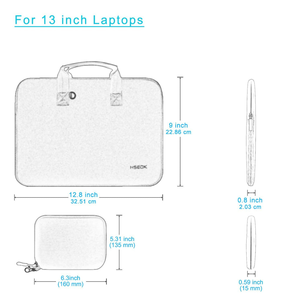 Hseok Laptop Sleeve 14 inch Case with Small Pouch, Neoprene Computer Bag Compatible with MacBook Pro 14" M4/M3/M2/M1 2025-2021, MacBook Air/Pro 13" and Most 14 inch Notebooks，P01K01