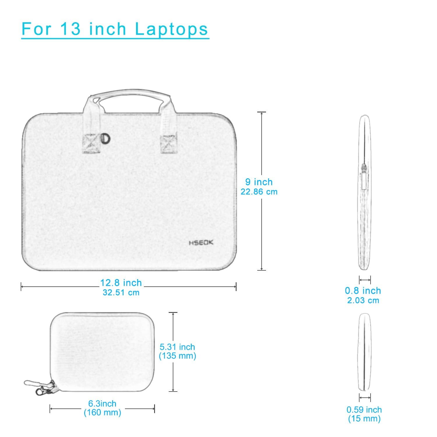 Hseok Laptop Sleeve 14 inch Case with Small Pouch, Neoprene Computer Bag Compatible with MacBook Pro 14" M4/M3/M2/M1 2025-2021, MacBook Air/Pro 13" and Most 14 inch Notebooks，P01K01