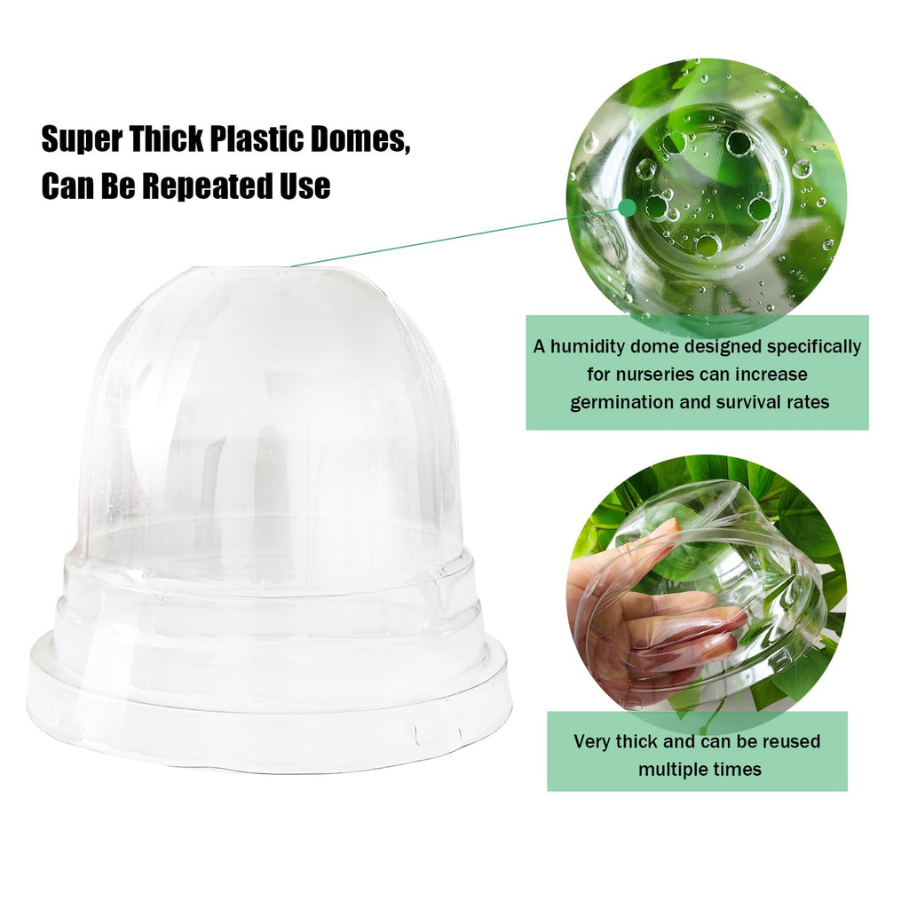 Plant Nursery Pots with Humidity Domes, 25 Sets 4 Inch Soft Nursery Pots Quality Ones (25 Red Pots + 25 Clear Lids), Seeds Starter Pots Small Planter Containers