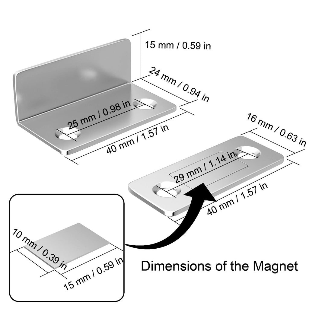 Magnetic Door Catch L-Shaped Jiayi 4 Pack Ultra Thin Cabinet Door Magnetic Catch for Drawer Magnets Adhesive Cabinet Latch Magnetic Closures for Kitchen Closet Door Closing Magnetic Catch Closer