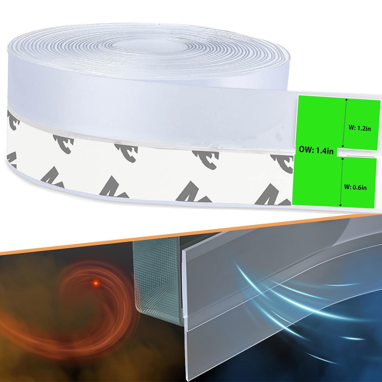 Weather Stripping Door Seal, Door Draft Stopper Silicone Seal Strip for House and Glass Shower Doors for Windows Gaps of Collision and Side, Window Insulation for Winter