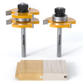 REKCKRUL 2 PCS Tongue and Groove Router Bit Set, 1/4 Inch Shank, 3 Teeth Adjustable T-Shape Wood Milling Cutter for Cabinets, Flooring, and Woodworking
