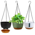 3 Pack 8 Inch Hanging Planter Planters for Indoor Plants Plant Hanger Wall and Outdoor Flower Pot with Visible Self-Watering Holder Pot Drainage Holes Removable Saucer Garden Home