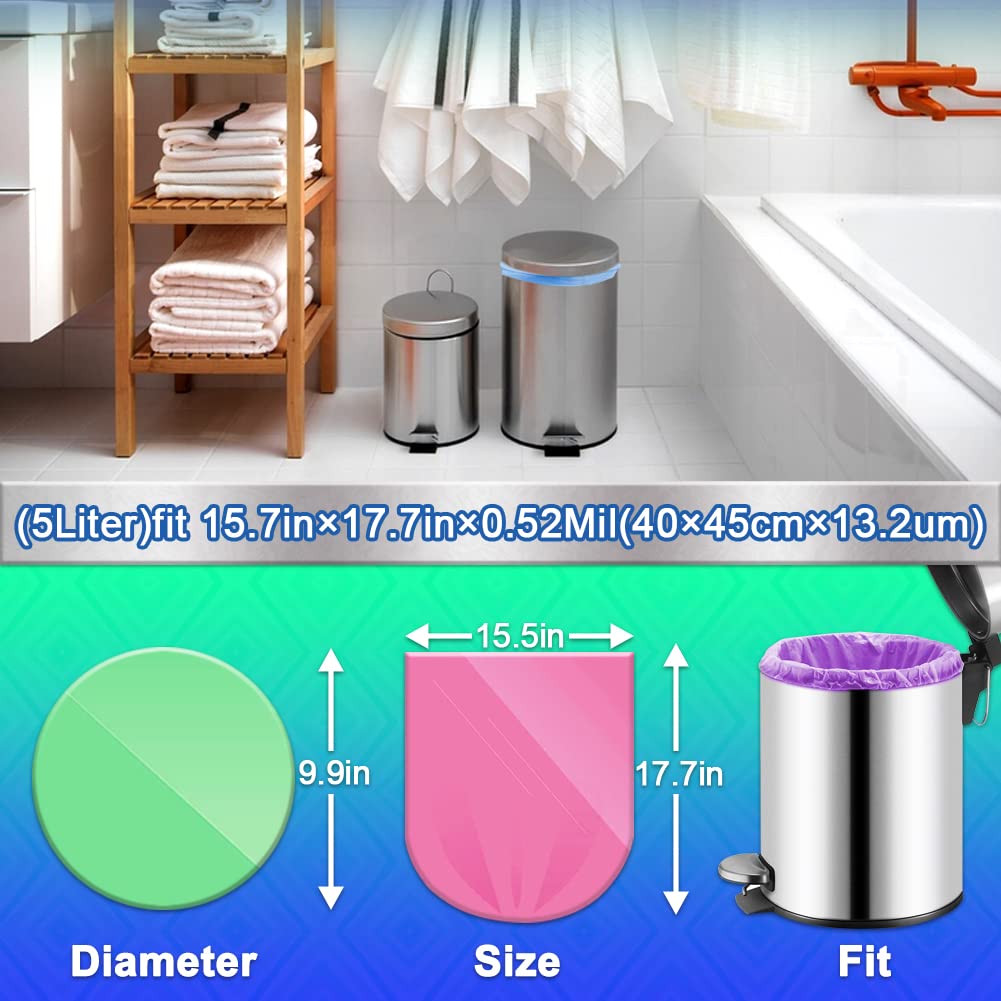 1.5gal Small Trash Bags AOSULI 200 Counts Garbage Bags Colourful Bin Liners for Home Office, Lawn,Bathroom,Toilet Wastebasket (Fits 0.8,1.5,1.2 Gal Gallon Bins)
