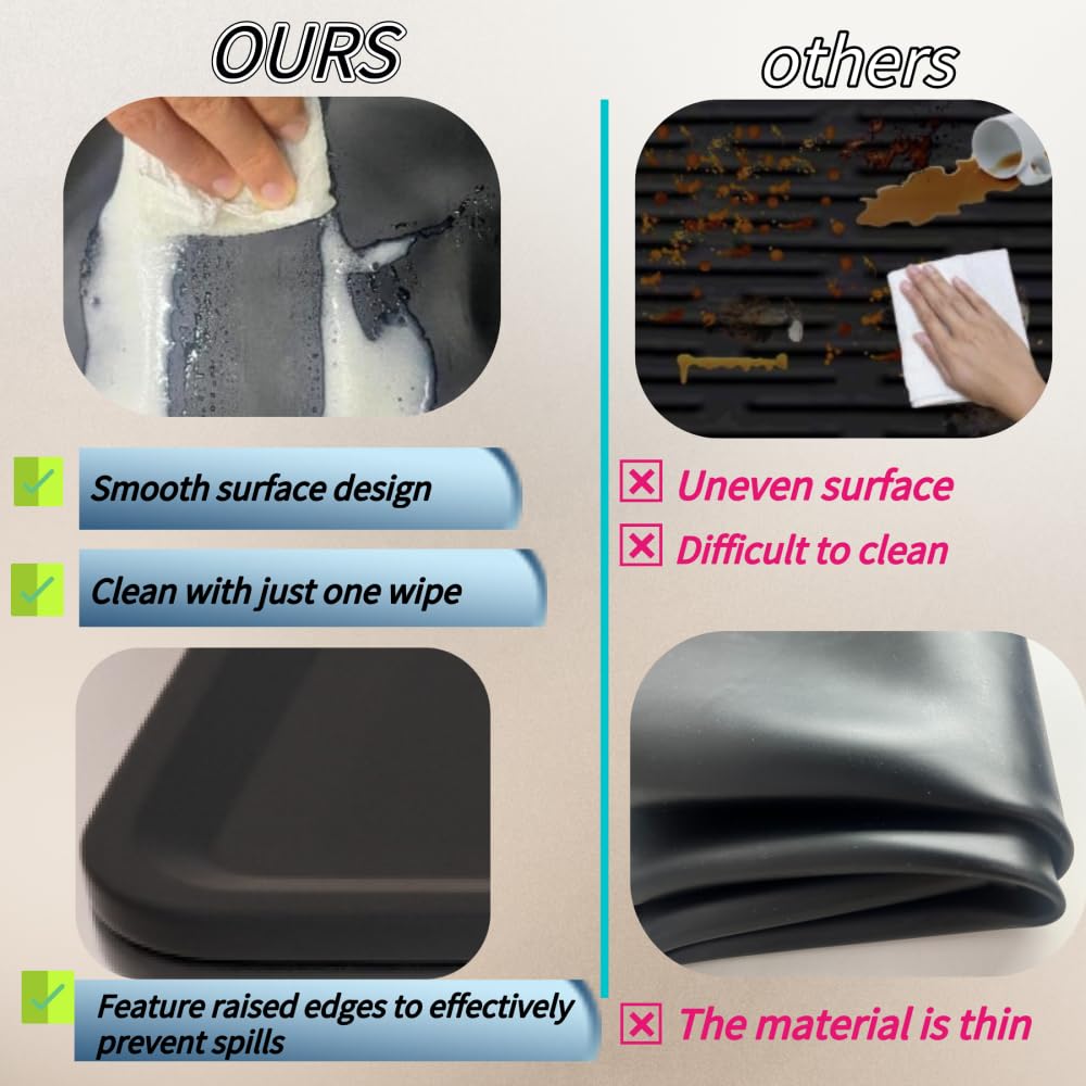 Iycnkok Electric Stove Top Protector Cover - Upgraded 28"x20" Silicone Stovetop Cooktop Oven Burner Mat for Glass RV Induction Countertop Protector - Black