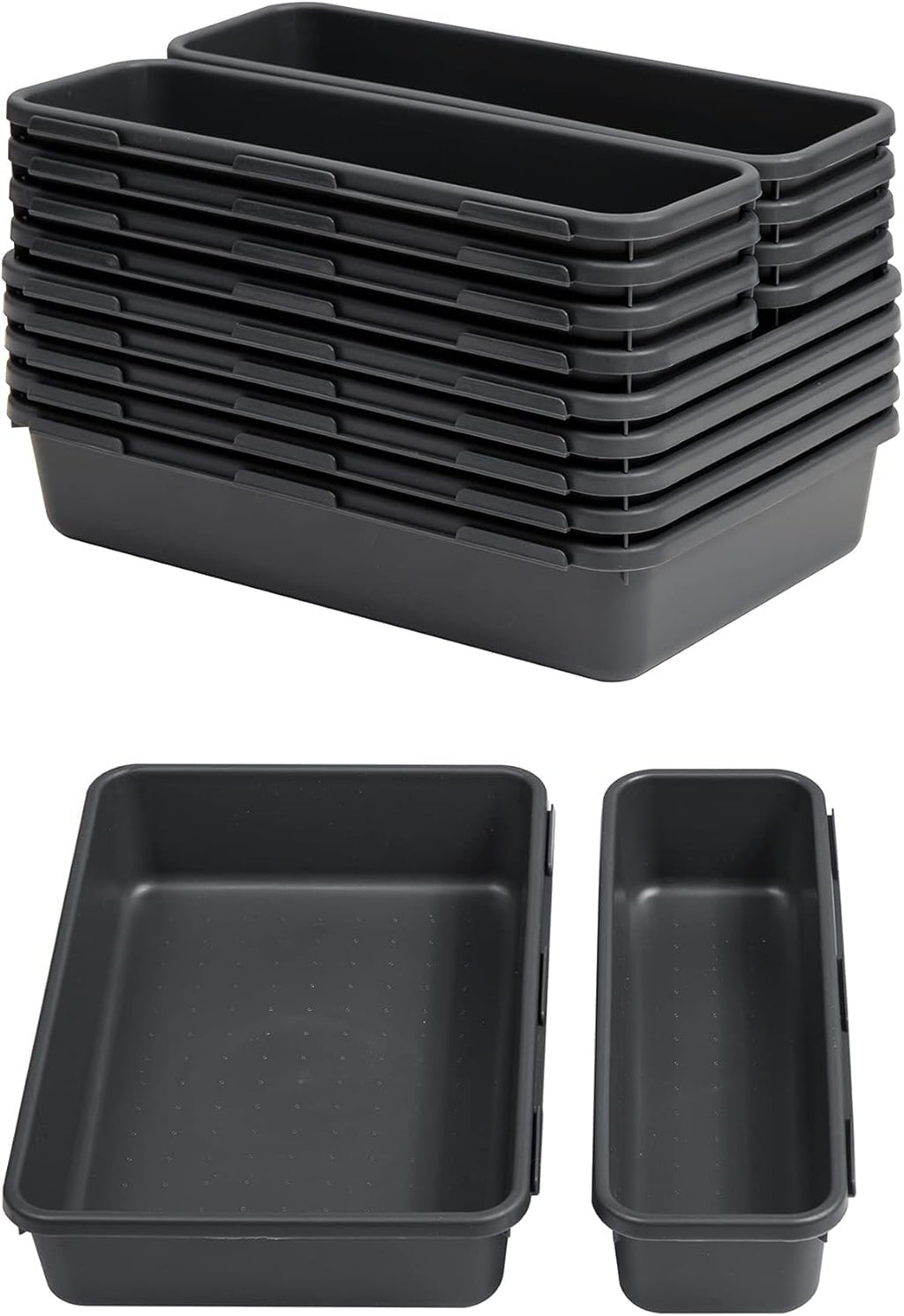 Gonice 13 PCS Drawer Organizer Tray, Interlocking Office Desk Drawer Storage, Plastic Organizer Bins for Office Supplies and Tools