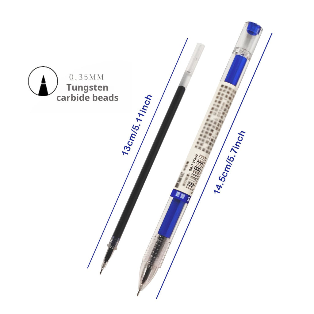 BEMLP Gel Ink Pen Extra Fine Point Pens Ballpoint Pen 0.35mm Blue Premium Liquid Ink Rollerball Pens Quick-Drying For Japanese Office School Stationery Supply 12 Pieces