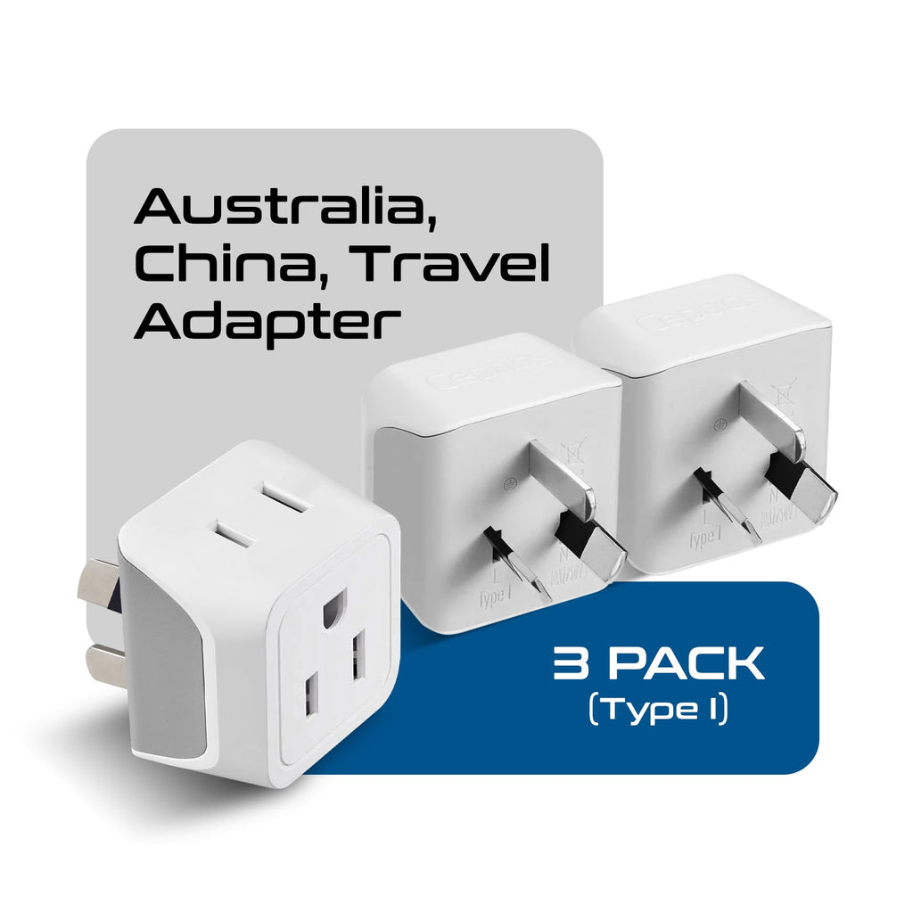 Ceptics Canada to Australia, China Travel Adapter (Type I) - Dual Input - Ultra Compact - Charge your Cell Phone, Laptops, Tablets (CT-16, 3 Pack)