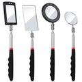 4 Pieces Telescoping Inspection Mirror, LED Lighted Flexible Inspection Mirrors, Extendable Mirror Inspection Tool for Checking and Observing Vehicle Small Parts, Classic Style
