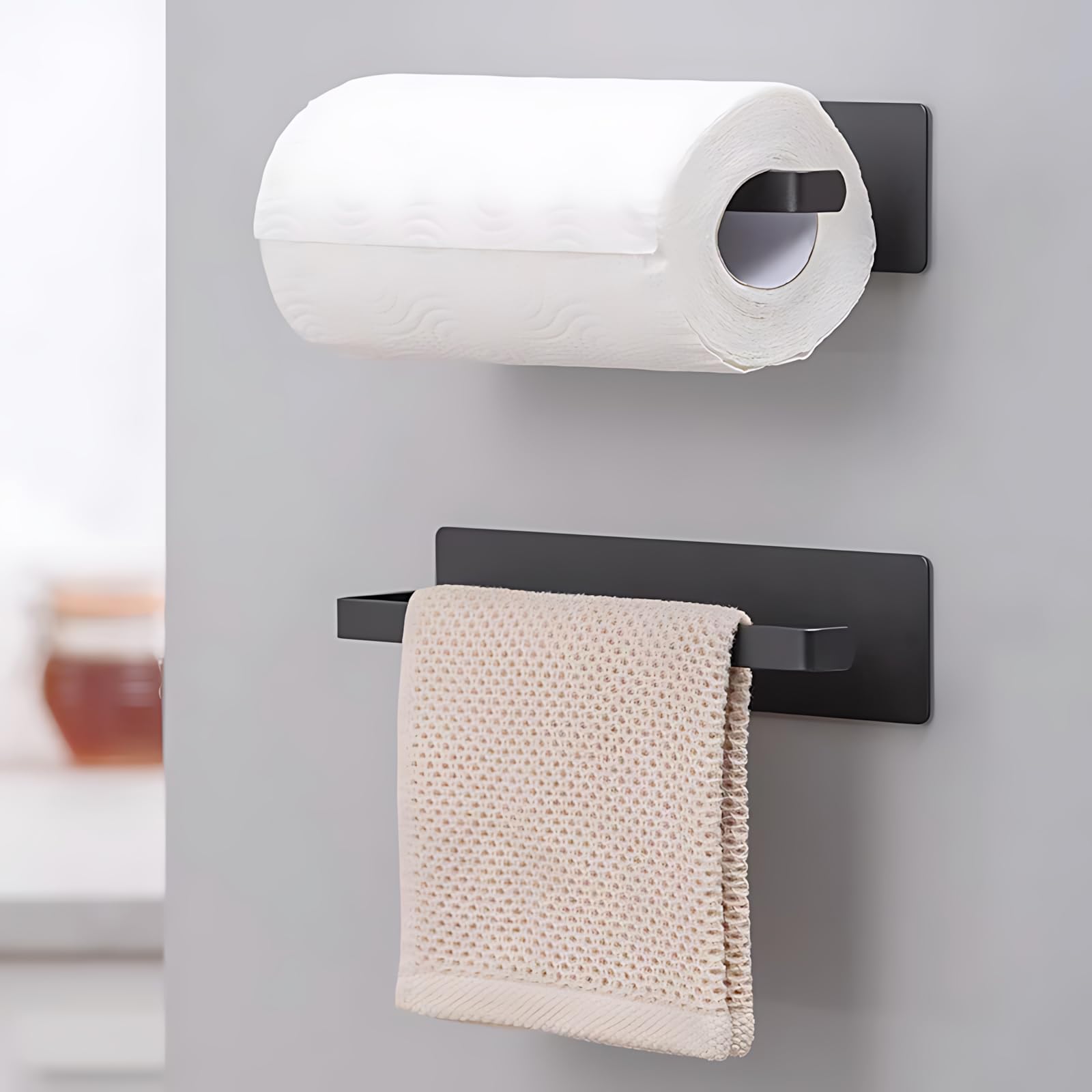 Kitchen spice rack, magnetic spice rack for fridge with paper towel holder, magnetic fridge shelf