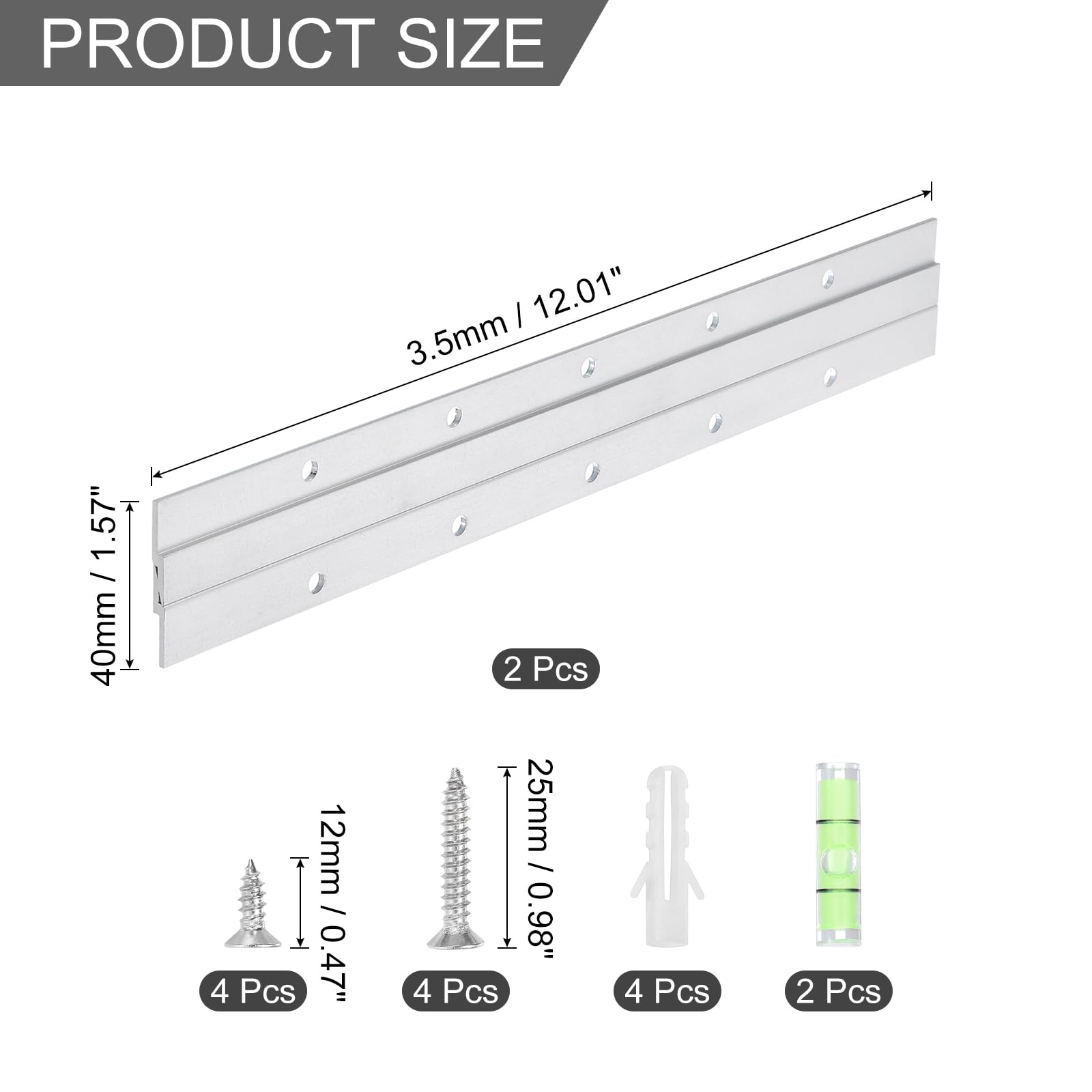 uxcell 2 Pair French Cleat Picture Hanger, 12 Inch Heavy Duty Aluminum Z Bar Clip Interlocking Wall Mounting Bracket Hanger Kit for Hanging Mirror Picture Shelf