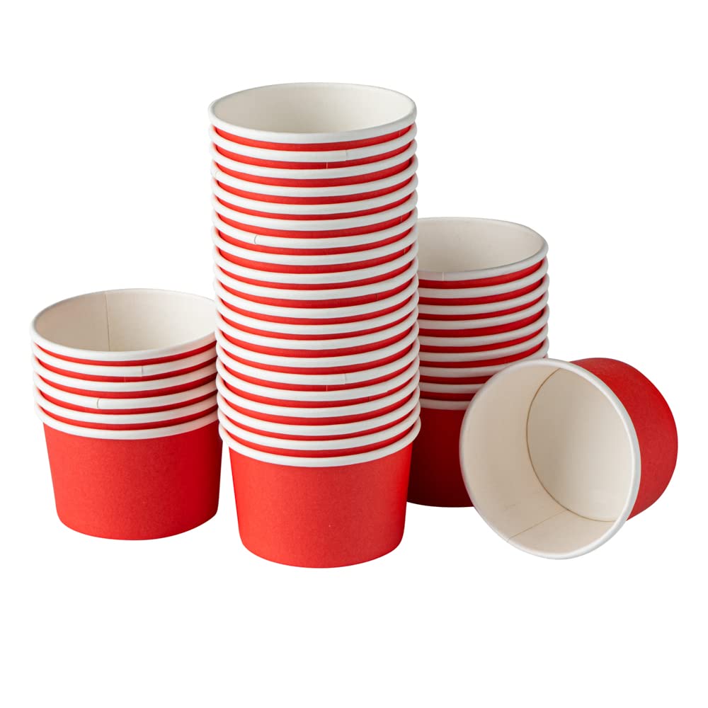 Restaurantware Red 50 Count to Go Cup Disposable 3 x 3 x 1.8 Inches Paper Mini Cup Grease-Resistant Cup Recyclable Durable Design
