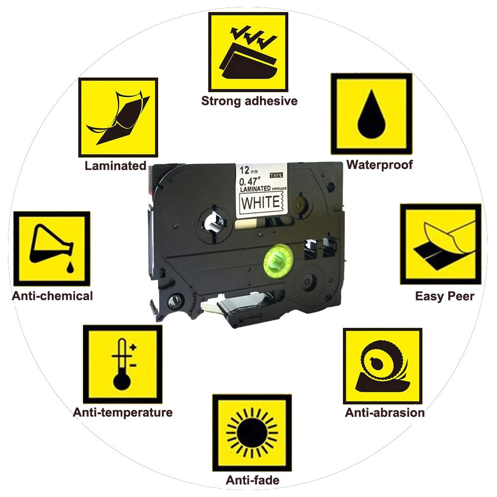 NEOUZA 5PK Compatible for Brother P-Touch Laminated TZe TZ Label Tape Cartridge 12mmx8m (TZe-231 Black on White)